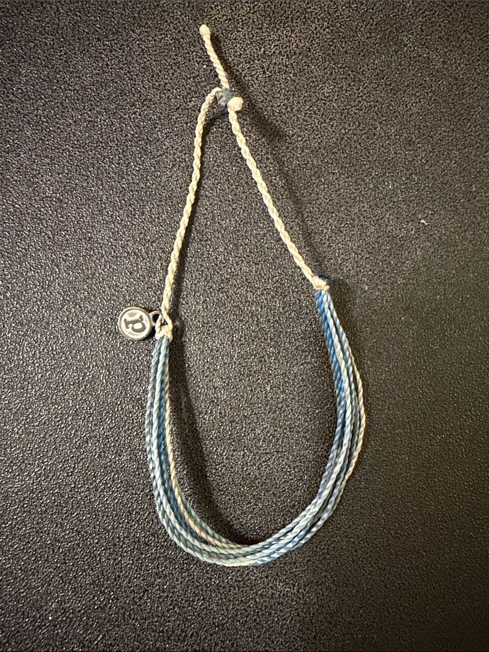 Pura Vida Light Blue Multi-Strand Cord Necklace with Silver Charm
